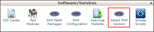 Picture of cPanel PHP version settings