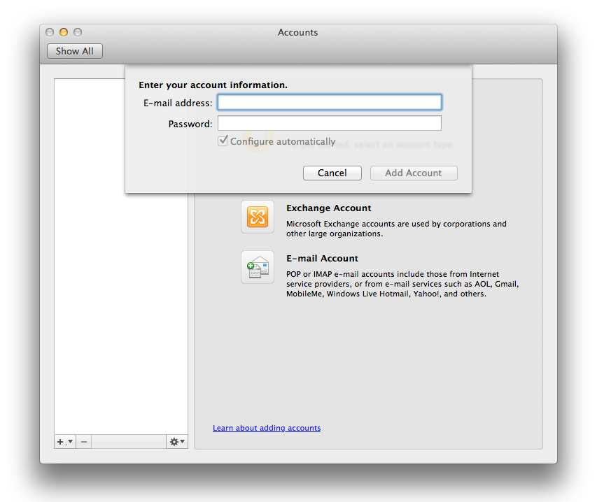 Setting up Cloud email in Outlook 2011 for Mac