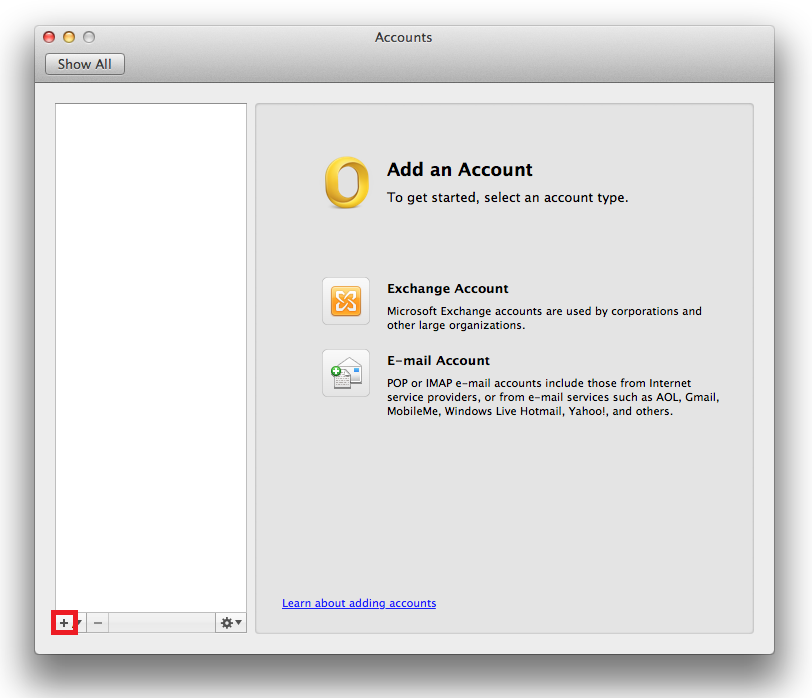 Setting up Cloud email in Outlook 2011 for Mac