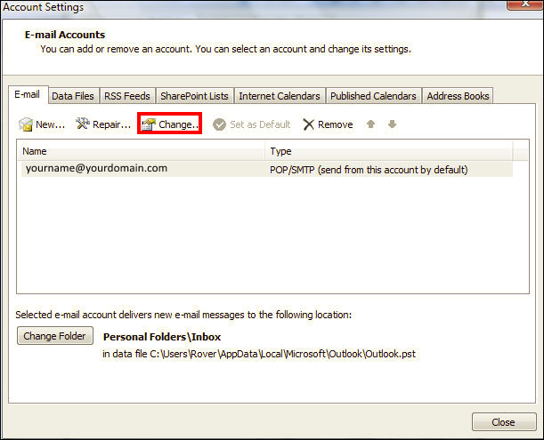 Outlook 2010 - Account Selection