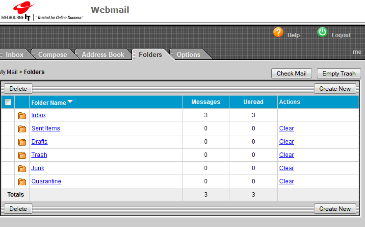 Webmail Folders Overview